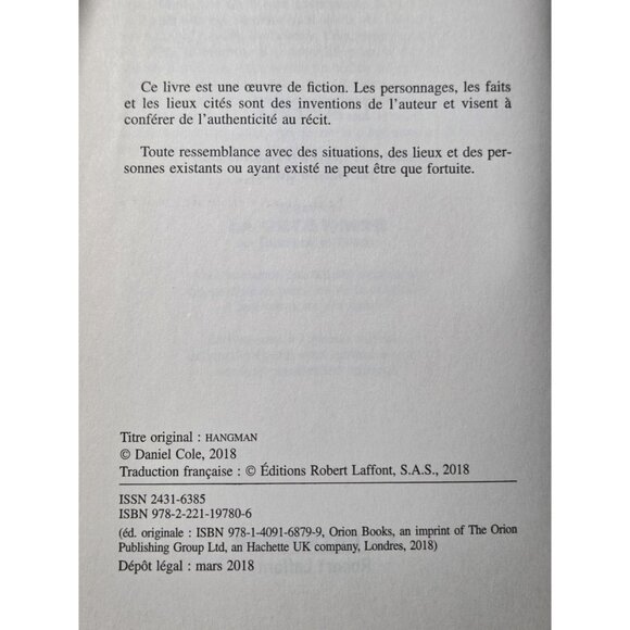 L'Appât Daniel Cole Thriller Policier Suspense French Softcover 2018 Ragdoll - Picture 7 of 13